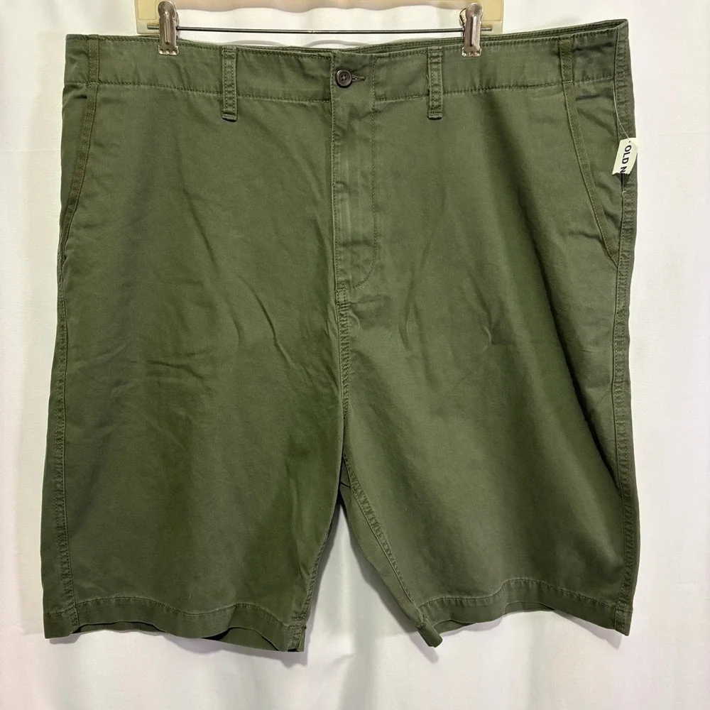 Old Navy Ultimate Chino Shorts Mens 44 Olive Green Flat Front Stretch Cotton New